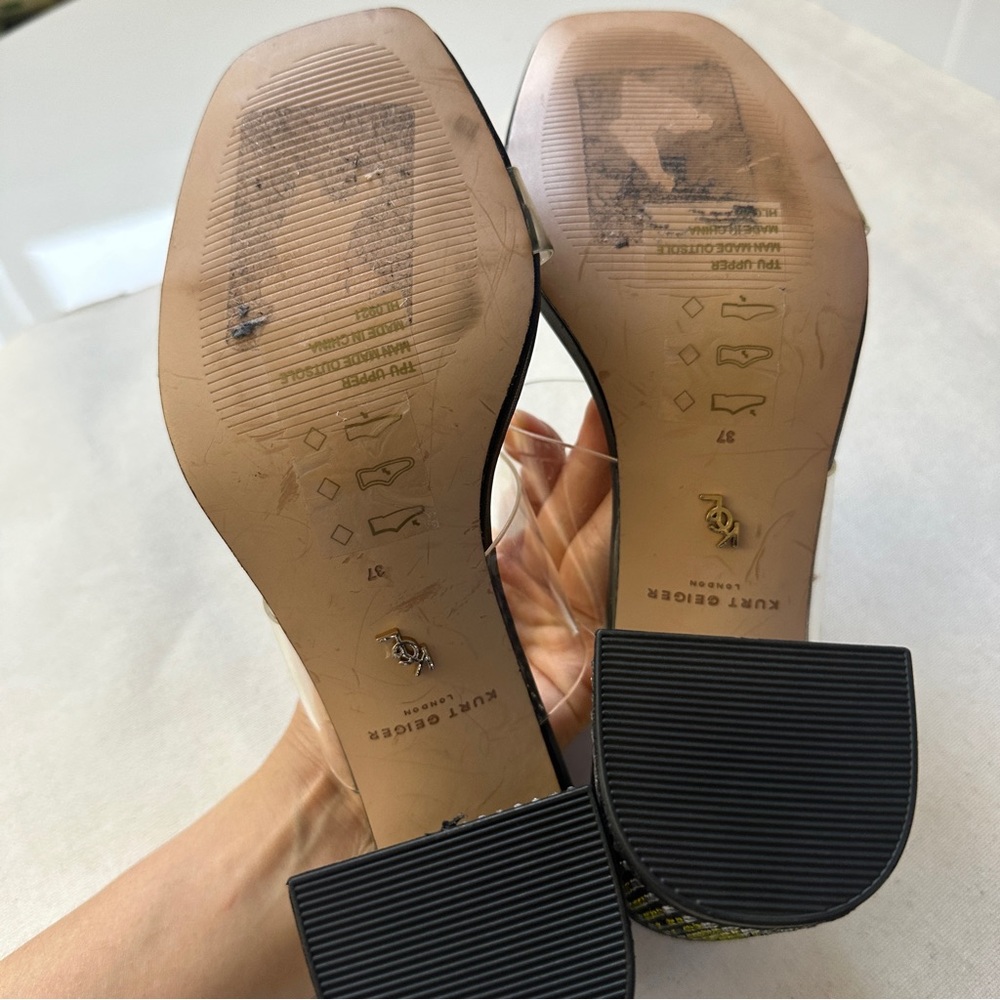 (NWOT) Kurt Geiger Party Clear Embellished Smiley Face Block Heel Sandals 6.5 - Picture 8 of 8